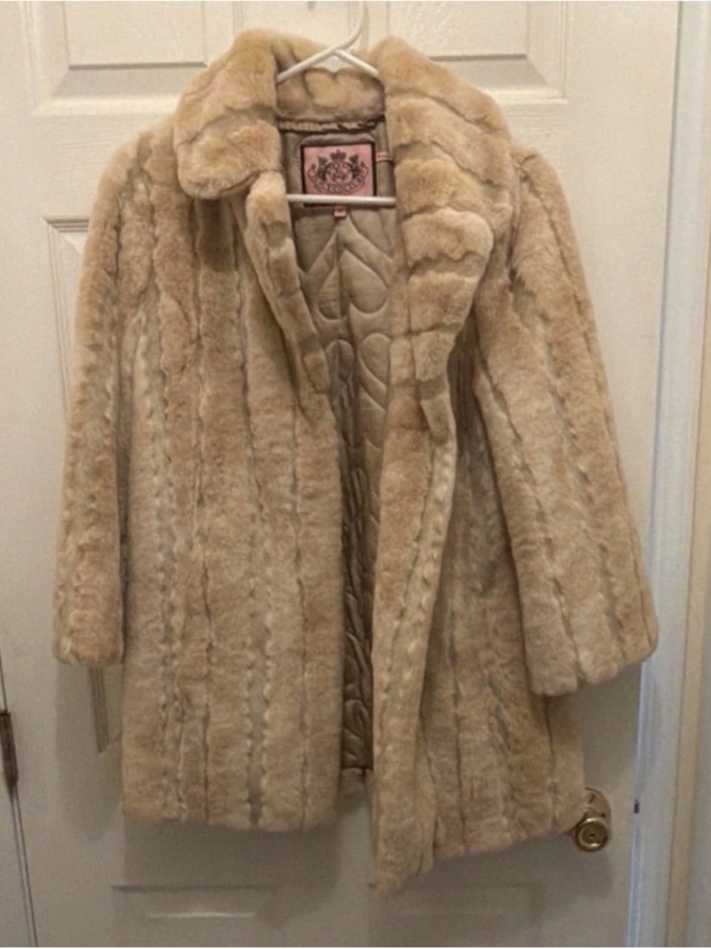 Juicy Couture Cream Faux Fur Teddy Coat